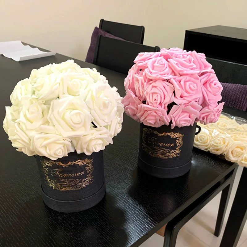 10/20/30 pçs 8cm artificial pe espuma rosa flores buquês de noiva para mesa de casamento decorações de festa em casa diy scrapbook suprimentos