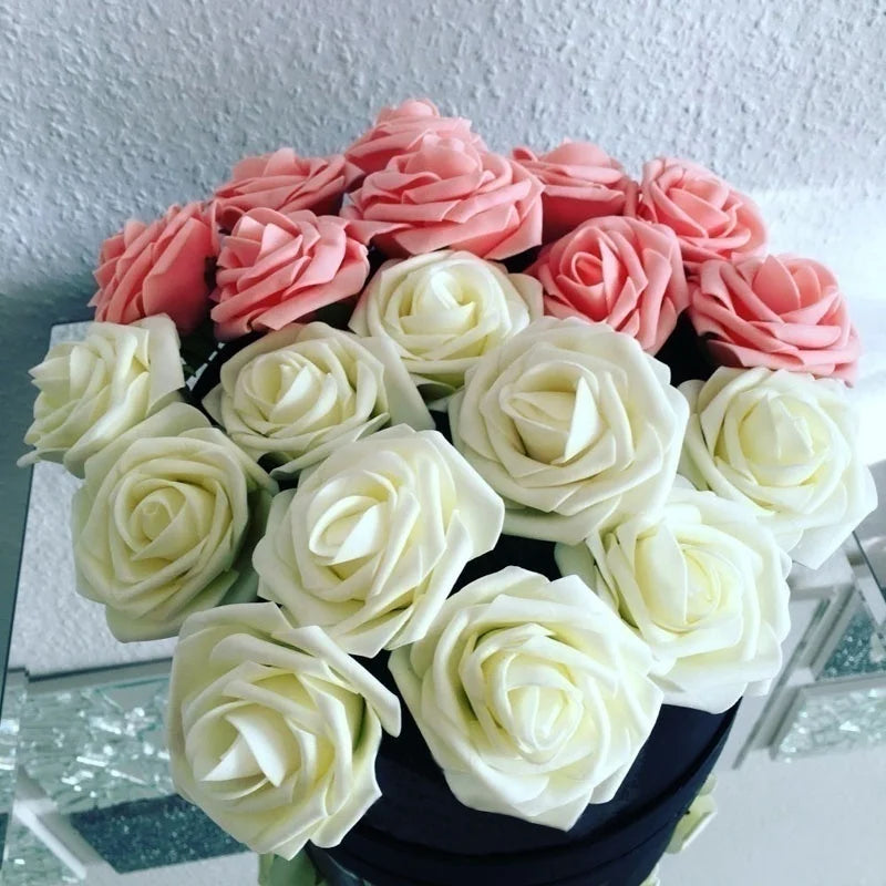 10/20/30 pçs 8cm artificial pe espuma rosa flores buquês de noiva para mesa de casamento decorações de festa em casa diy scrapbook suprimentos