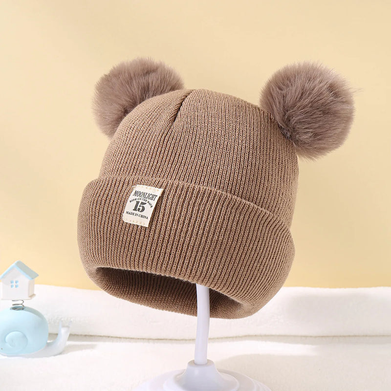 Gorro de malha de lã de cor sólida bebe bebê recém-nascido chapéu pompom bonito chapéu de inverno para crianças meninos meninas crianças gorro quente 0-3y