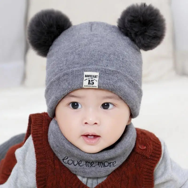 Gorro de malha de lã de cor sólida bebe bebê recém-nascido chapéu pompom bonito chapéu de inverno para crianças meninos meninas crianças gorro quente 0-3y