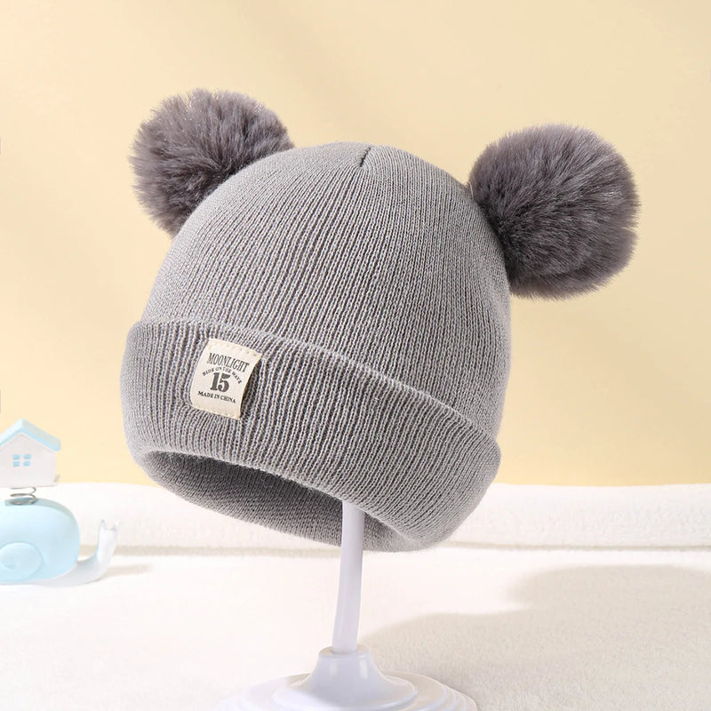 Gorro de malha de lã de cor sólida bebe bebê recém-nascido chapéu pompom bonito chapéu de inverno para crianças meninos meninas crianças gorro quente 0-3y