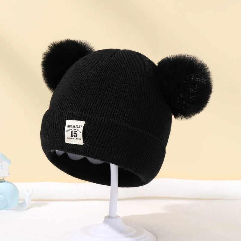 Gorro de malha de lã de cor sólida bebe bebê recém-nascido chapéu pompom bonito chapéu de inverno para crianças meninos meninas crianças gorro quente 0-3y