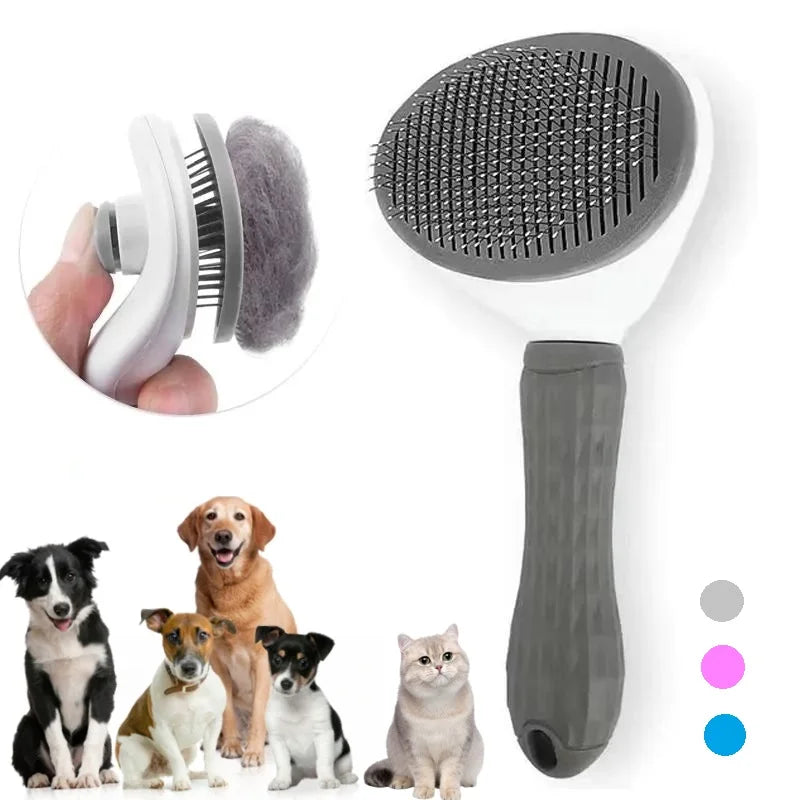 Pente removedor de pelos de animais de estimação, auto-limpeza, pente cortador de pelos de animais de estimação, pente para remoção de pelos de gatos, pentes para cães, acessórios para gatos