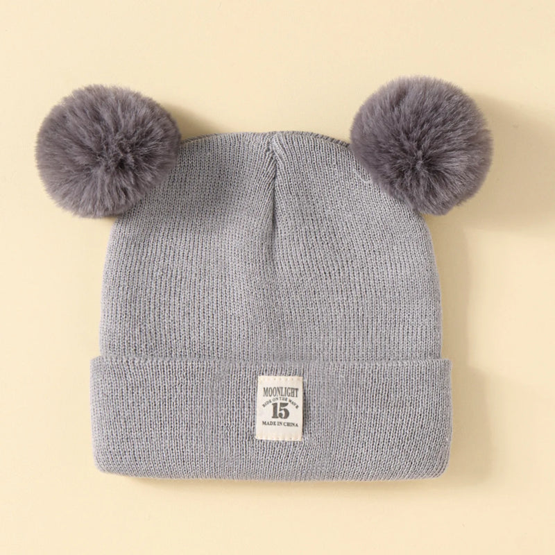 Gorro de malha de lã de cor sólida bebe bebê recém-nascido chapéu pompom bonito chapéu de inverno para crianças meninos meninas crianças gorro quente 0-3y