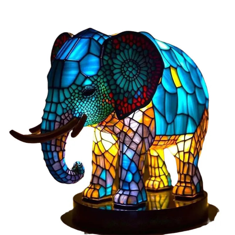 Resina animal vitral led candeeiro de mesa série luz cabeceira sereia ovelhas coruja mar tartaruga leão gato baleia dragão casa ornamento