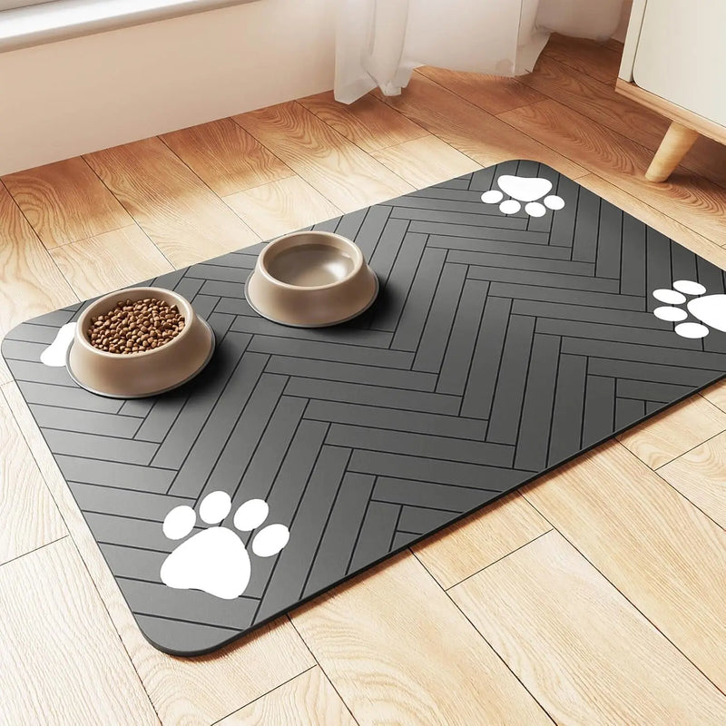 Tapete de alimentação para animais de estimação-placemat absorvente para alimentos e tigela de água, com suporte de borracha à prova d'água, tapete de água de secagem rápida para cachorro e gato