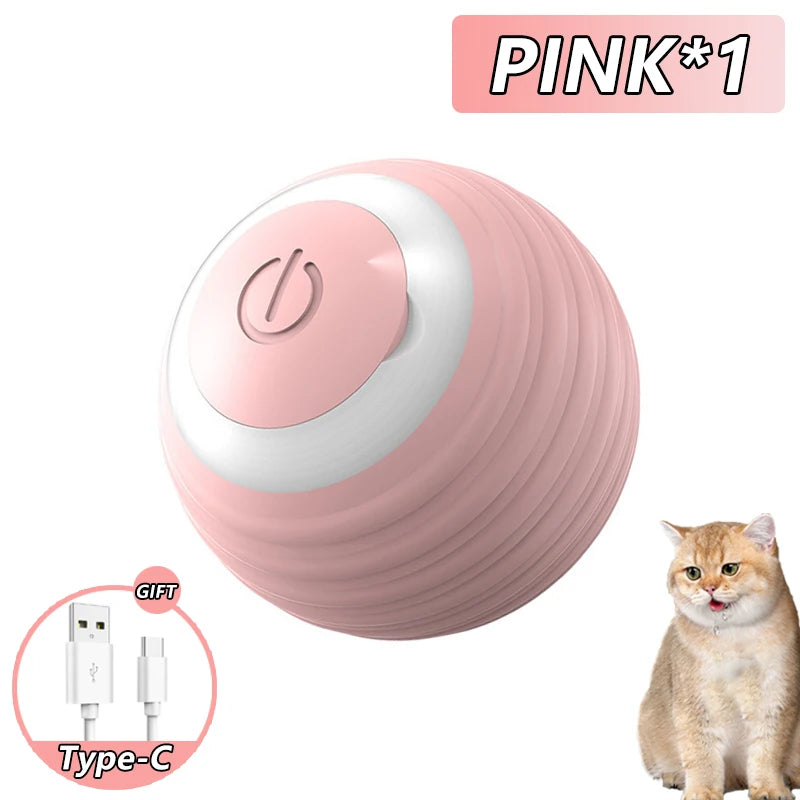 Bola interativa de brinquedo para gatos, bola de rolamento automática, rabo falso, recarregável, brinquedo elétrico inteligente para treinamento de cães e gatos, imitação de mouse