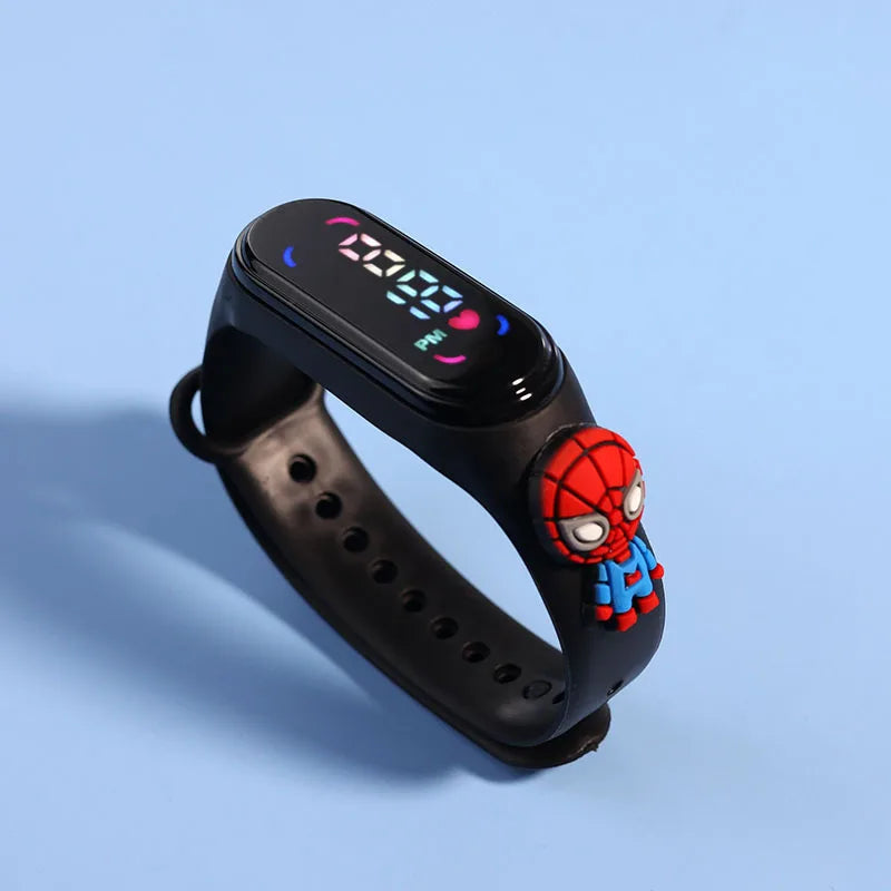 Moda mickey crianças relógios para meninas pulseira eletrônica esportes toque led spiderman boneca crianças relógio feminino à prova dwaterproof água