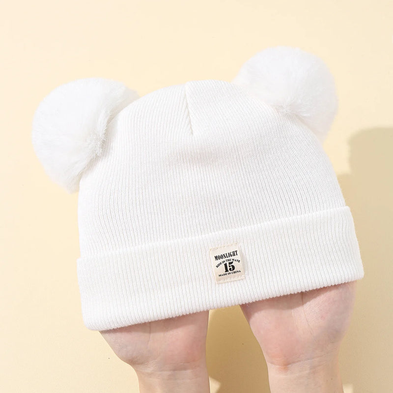 Gorro de malha de lã de cor sólida bebe bebê recém-nascido chapéu pompom bonito chapéu de inverno para crianças meninos meninas crianças gorro quente 0-3y