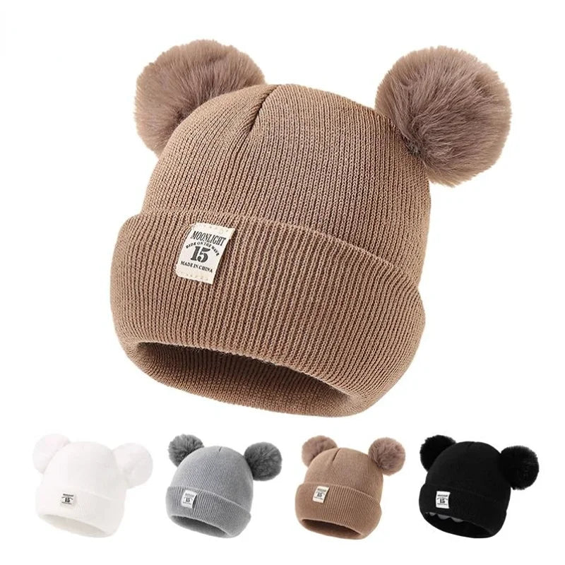 Gorro de malha de lã de cor sólida bebe bebê recém-nascido chapéu pompom bonito chapéu de inverno para crianças meninos meninas crianças gorro quente 0-3y