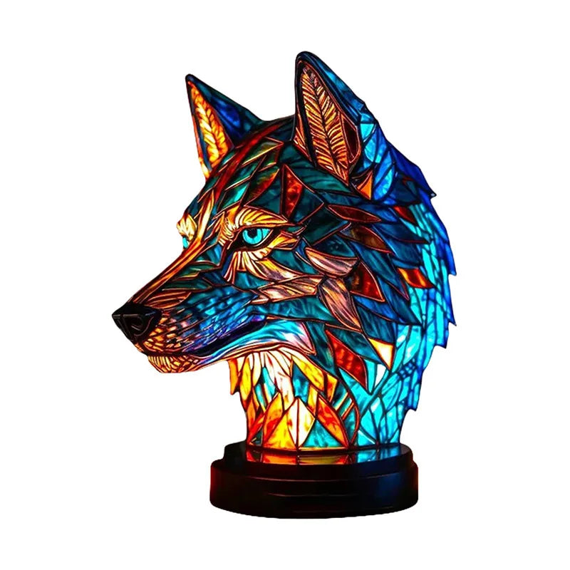 Resina animal vitral led candeeiro de mesa série luz cabeceira sereia ovelhas coruja mar tartaruga leão gato baleia dragão casa ornamento