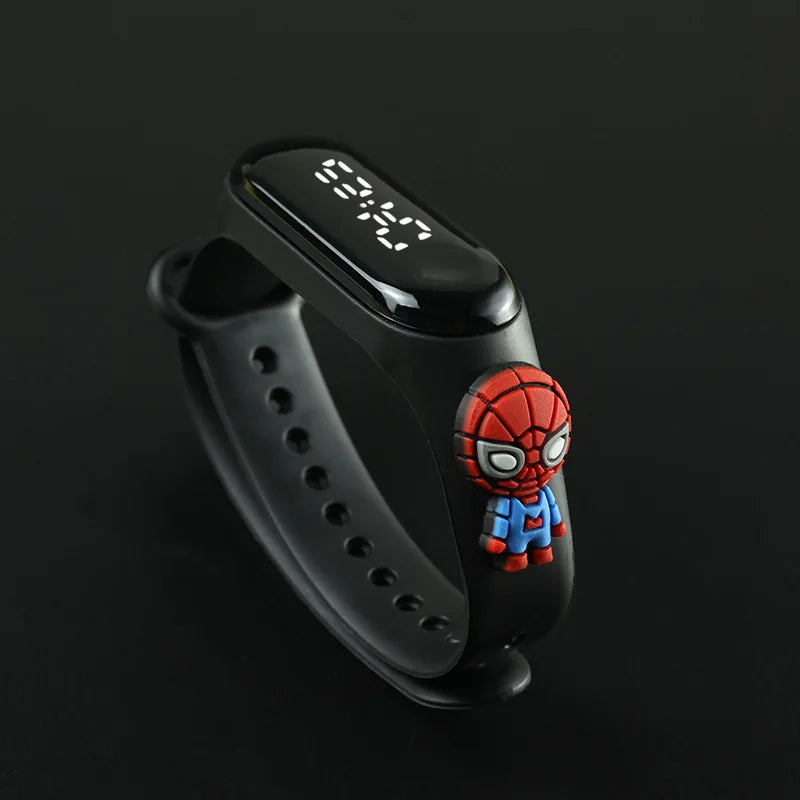 Moda mickey crianças relógios para meninas pulseira eletrônica esportes toque led spiderman boneca crianças relógio feminino à prova dwaterproof água