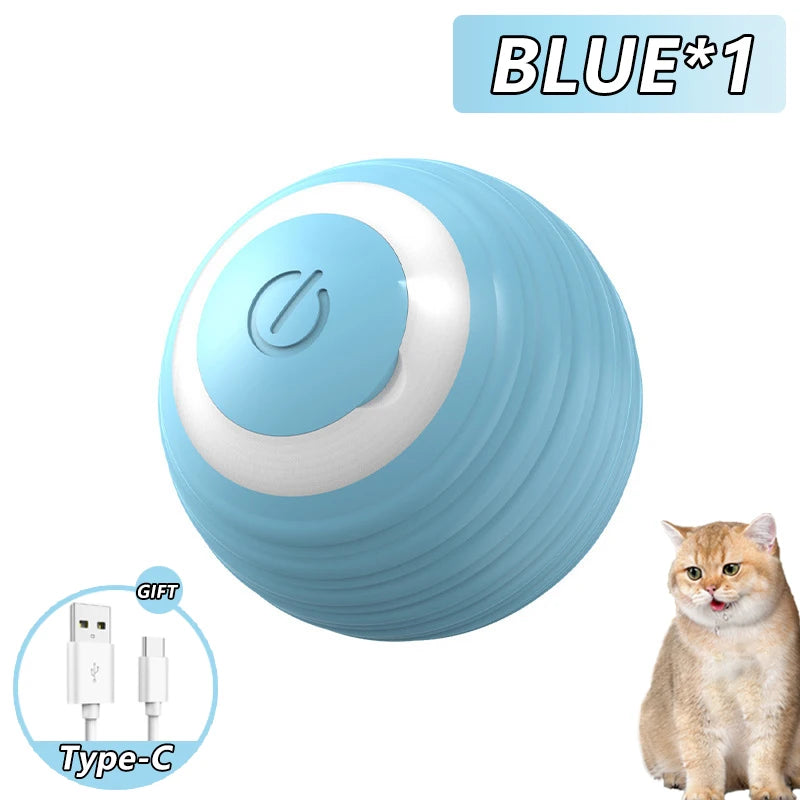 Bola interativa de brinquedo para gatos, bola de rolamento automática, rabo falso, recarregável, brinquedo elétrico inteligente para treinamento de cães e gatos, imitação de mouse